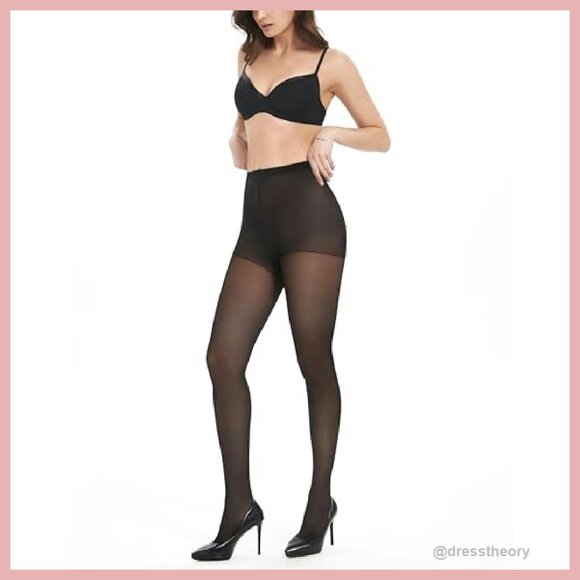 Women's 30D Sheer Control Top Tights - Reinforced Toes - 2 Pairs - Picture 7 of 8